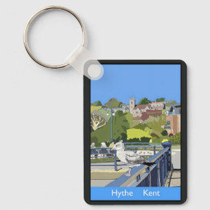 Porte-clés Affiche de style ferroviaire rétro de Hythe Kent A