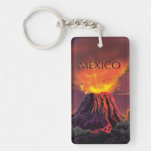 Porte-clés Affiche de voyage du volcan du Mexique