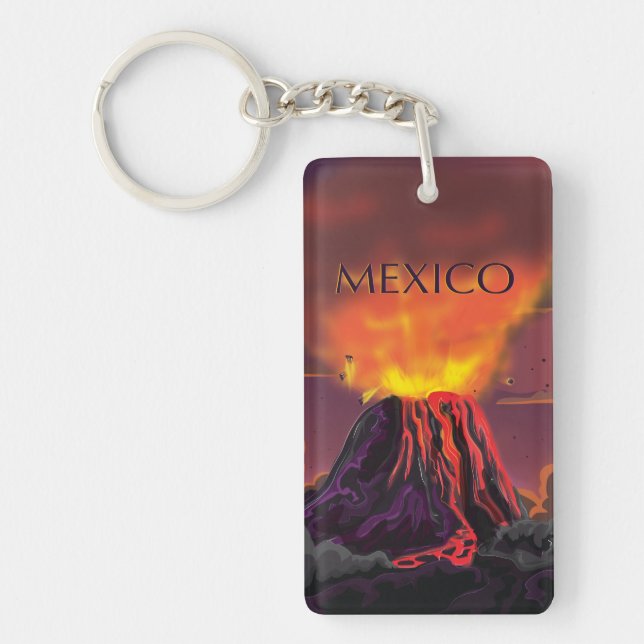 Porte-clés Affiche de voyage du volcan du Mexique (Devant)