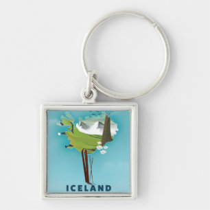 Porte-clés Affiche de voyage illustration carte de l'Islande.
