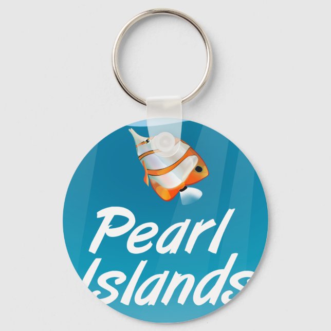 Porte-clés Affiche de voyage tropical des îles Pearl. (Recto)