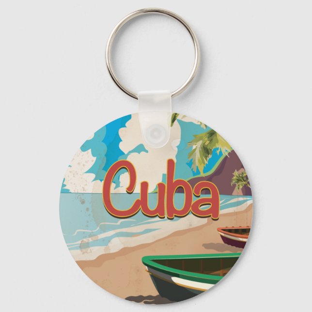 Porte-clés Affiche de voyage vintage Cuba (Recto)