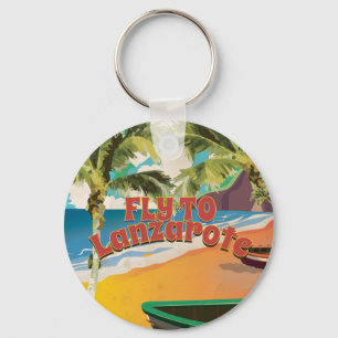 Porte-clés Affiche de voyage vintage Fly To Lanzarote