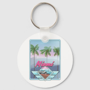 Porte-clés Affiche de voyage vintage Miami Floride