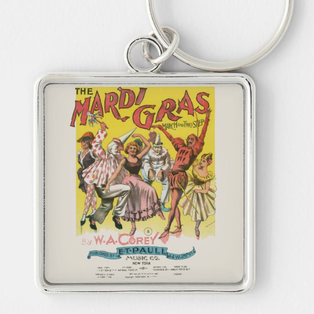 Porte-clés Affiche jaune antique Mardi Gras (Devant)