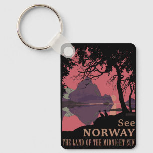 Porte-clés Affiche minimaliste de coucher de soleil en Norvèg