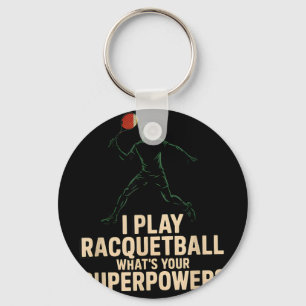 Porte-clés Affiche rétro de superpuissance de racquetball drô