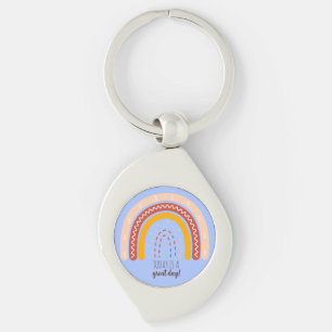 PORTE-CLÉS AFFIRMATION BLEUE PASTEL CITE BOHO RAINBOW METAL