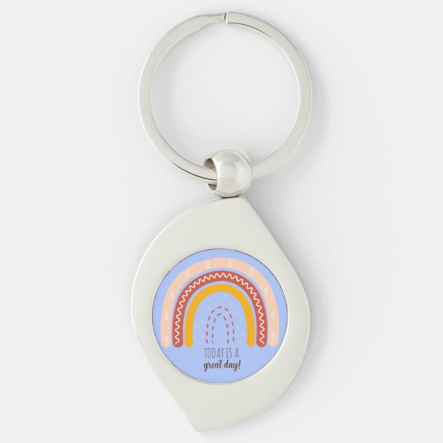 PORTE-CLÉS AFFIRMATION BLEUE PASTEL CITE BOHO RAINBOW METAL (Devant)