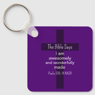 Porte-clés Affirmation d'encouragement de la Bible violette C