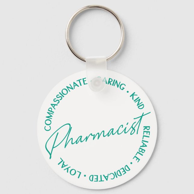 Porte-clés Affirmations de pharmaciens Vert Blanc (Recto)