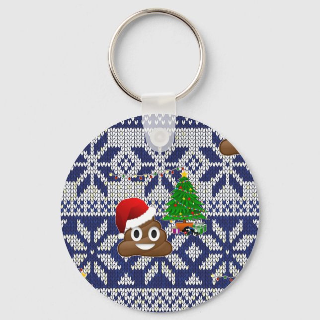 Porte-clés affreux pull-over de Noël émoji (Recto)