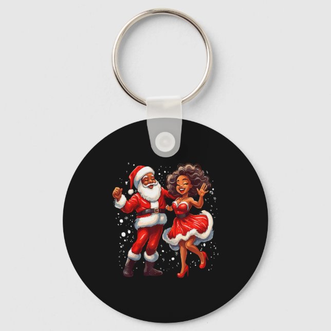 Porte-clés African American Christmas African Santa Mrs Claus (Recto)