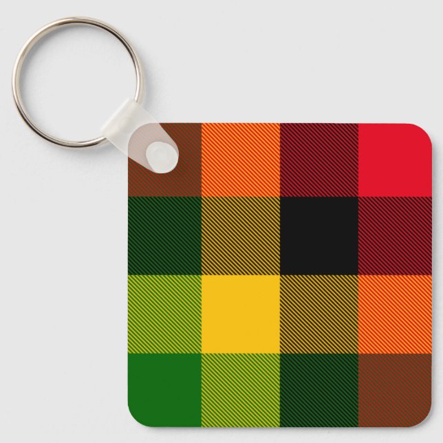Porte-clés  African Rasta Reggae Colours Plaid Pattern Design (Recto)