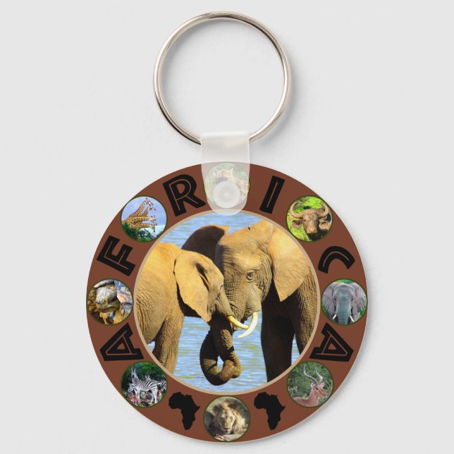 Porte-clés African Wildlife Photo Circle Elephant Love (Recto)
