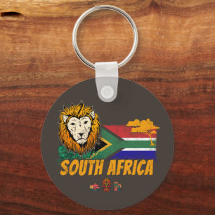 Porte-clés Afrique du Sud Vintage Lion Drapeau Safari Souveni