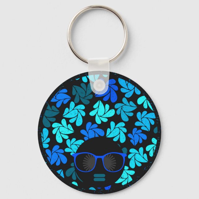 Porte-clés Afro Diva Bleu  (Recto)