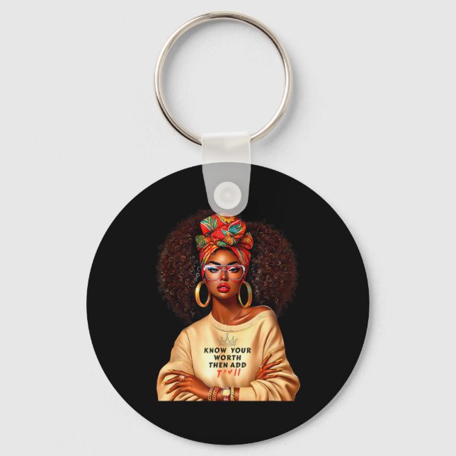 Porte-clés Afro Queen Black Woman African Melanin Black Histo (Recto)