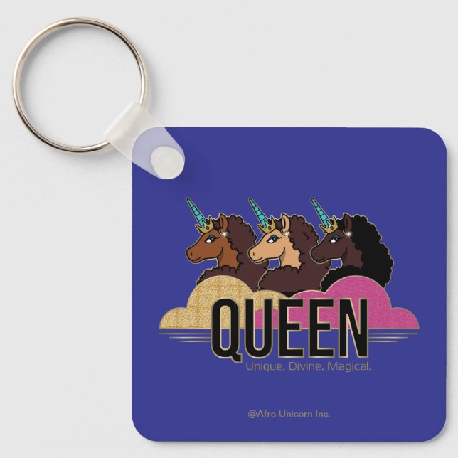 Porte-clés Afro Unicorn Queen Trio Design (Recto)