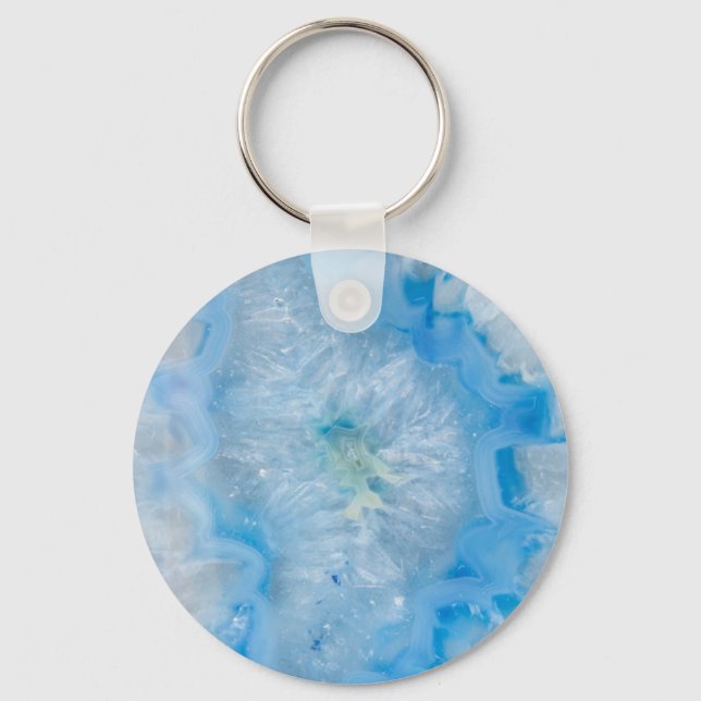 Porte-clés Agate de cristal bleu bébé (Recto)