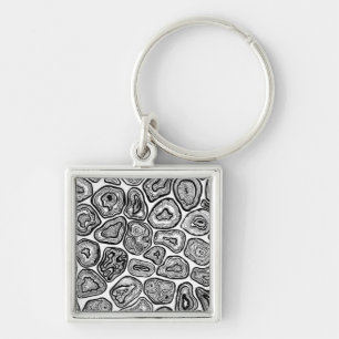 Porte-clés Agate les tranches en noir et blanc