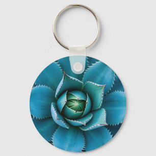 Porte-clés Agave Succulent Géométrique Turquoise Vibrant en M