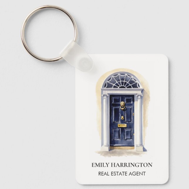 Porte-clés Agent immobilier logo aquarelle porte Navy (Recto)