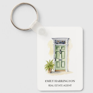 Porte-clés Agent immobilier logo aquarelle porte verte
