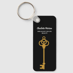 Porte-clés Agent immobilier vintage Black & Gold Key