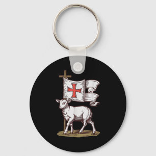Porte-clés Agneau de Dieu Symbole Chrétien de la Foi Victoire