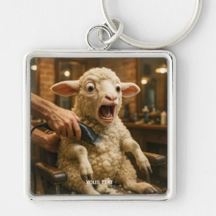 Porte-clés Agneau mignon de fantaisie effrayé rasage