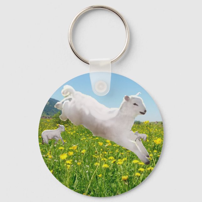 Porte-clés Agneaux Pâques sautillant   (Recto)