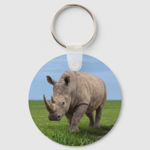 Porte-clés Agrandissement de photo de rhinocéros debout sur u