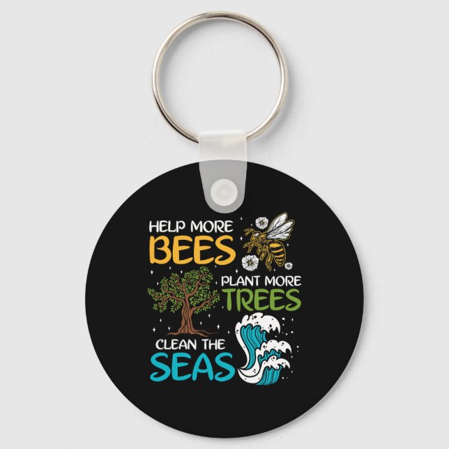 Porte-clés Aider Plus D'Abeilles Plante Plus D'Arbres Nettoye (Recto)