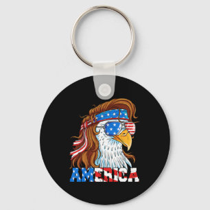 Porte-clés Aigle américain Mullet 4 juillet Drapeau américain
