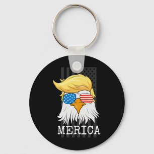 Porte-clés Aigle chauve 4 juillet Trump Drapeau américain Drô