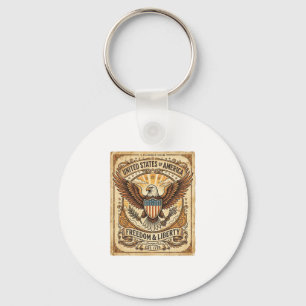 Porte-clés Aigle chauve patriotique vintage en détresse