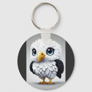 Porte-clés Aigle de dessin animé tacheté blanc mignon