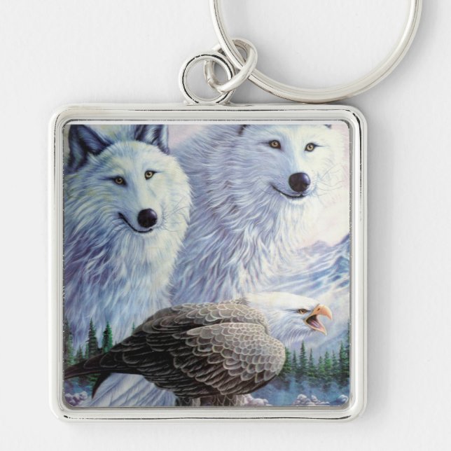 Porte-clés Aigle et loups blancs (Devant)