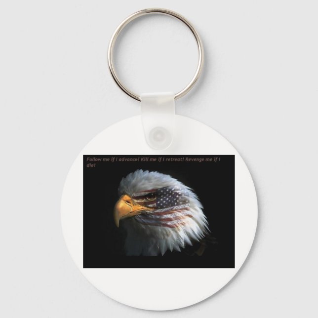 Porte-clés Aigle patriotique avec arrière - plan du drapeau (Recto)