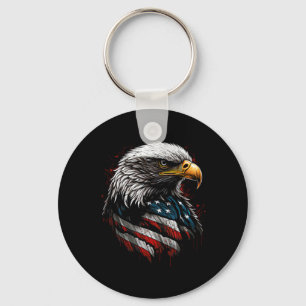 Porte-clés Aigle Patriotique Drapeau Américain États-Unis 4 J
