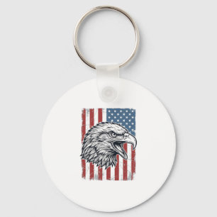 Porte-clés Aigle Patriotique Drapeau Américain Gravure Vintag