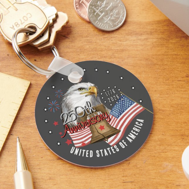 Porte-clés aigle patriotique pour le 250e annivers (USA 250th Anniversary Patriotic Eagle Keychain)