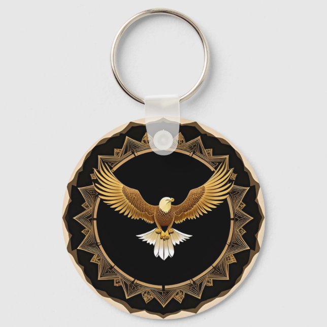 Porte-clés Aigle royal sur mandala géométrique (Recto)
