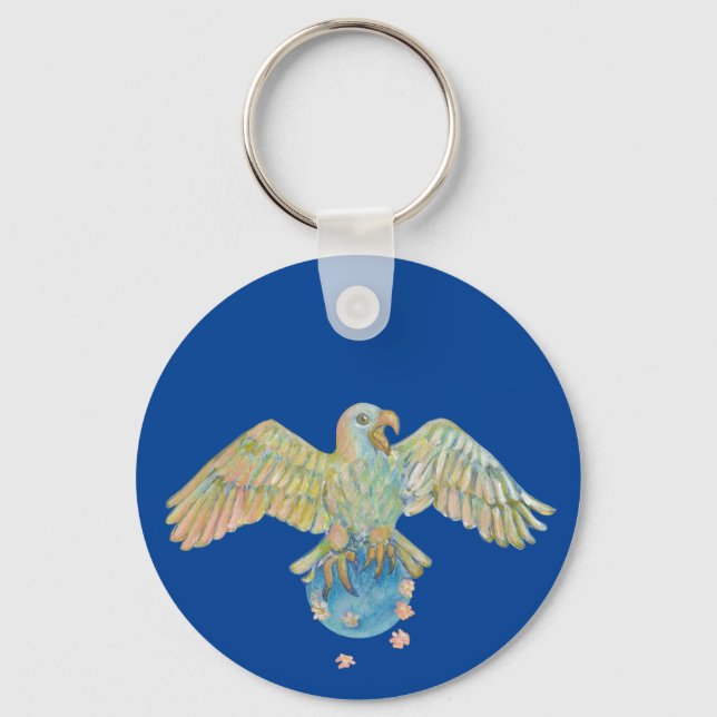 Porte-clés Aigle transportant la Terre Bleu Profond (Recto)