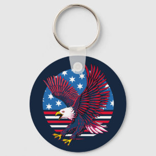 Porte-clés Aigle volant et drapeau américain