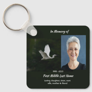 Porte-clés Aigrette blanche d'oiseau chrétien souvenir mémori