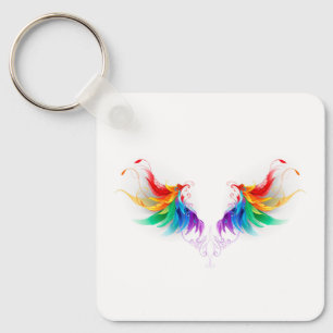 Porte-clés Ailes arc-en-ciel douces