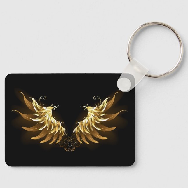 Porte-clés Ailes d'Ange d'or sur arrière - plan noir (Recto)