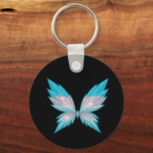 Porte-clés ailes de papillon bleu glace